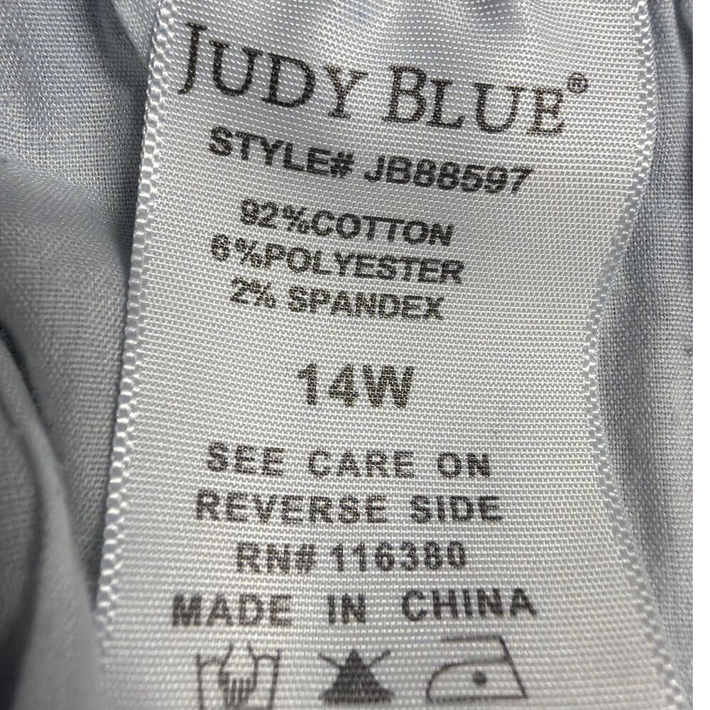 Judy Blue Wide Leg Jeans 14W High Rise Lightly Distressed Stretch Denim - Picture 9 of 10